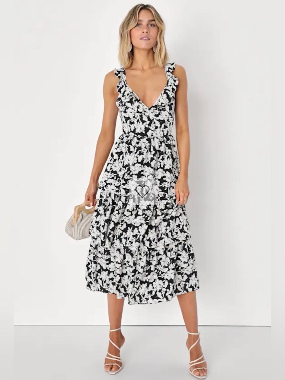 Lulu's Black and White Floral Maxi Dress